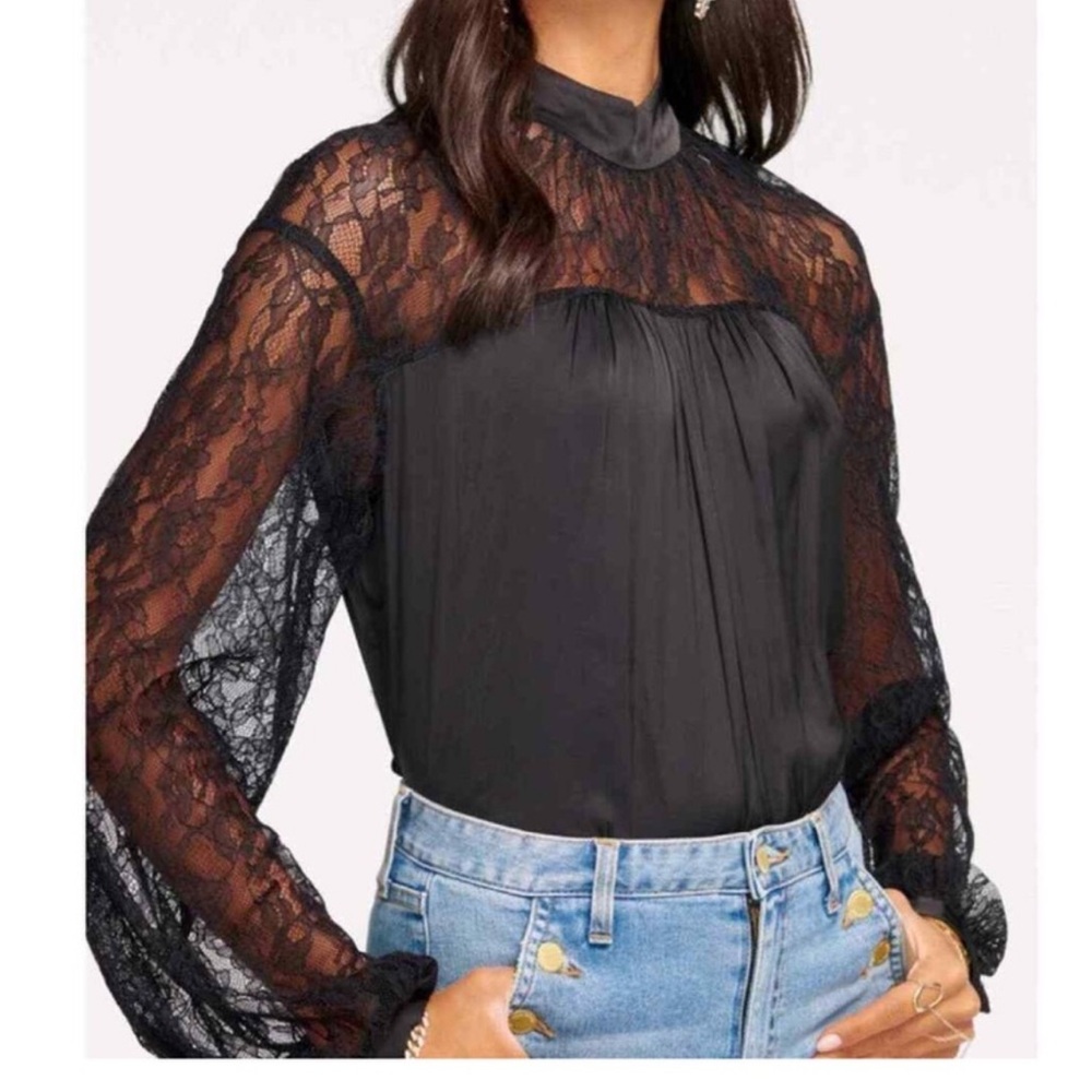 Ramy Brook Black Lace Blouse
